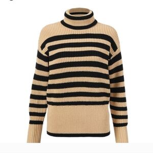 Cabi Nautical Black Tan Turtle Neck Sweater. Size M